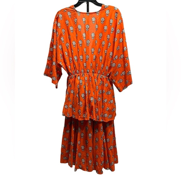 Rhode Orange Floral Print Midi Length Dress size S - Picture 4 of 12